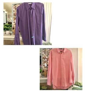 Palm Beach Collection Long Sleeve Red/Pink LS Shirt+Purple Geoffrey Beene Sateen